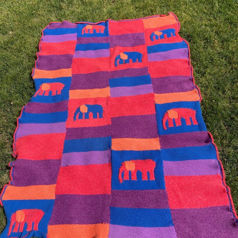 Brightly colored Afghan, blanket. Handmade.